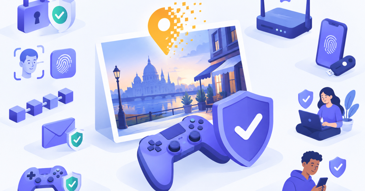 Concept art showing a photo with its location pin removed but a landmark still visible, illustrating can someone find photo location after removing EXIF data